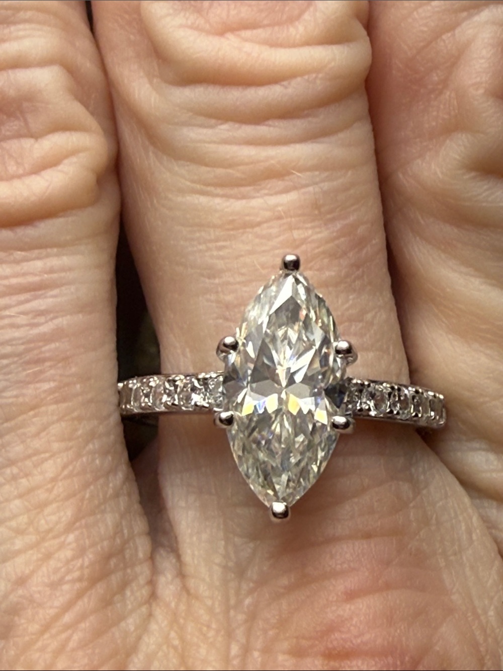 3CT Marquise MOISSANITE DIAMOND & up the band Ring 925 Sterling Silver NEW